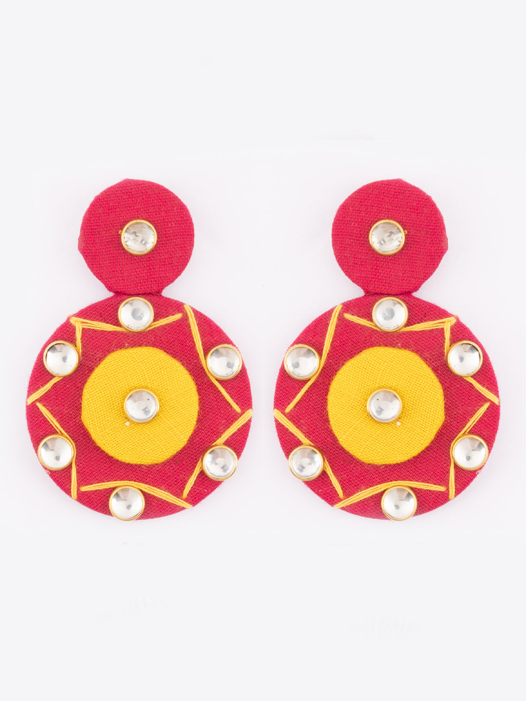 Silver-Plated Artificial Stone Studded Contemporary Drop Earrings