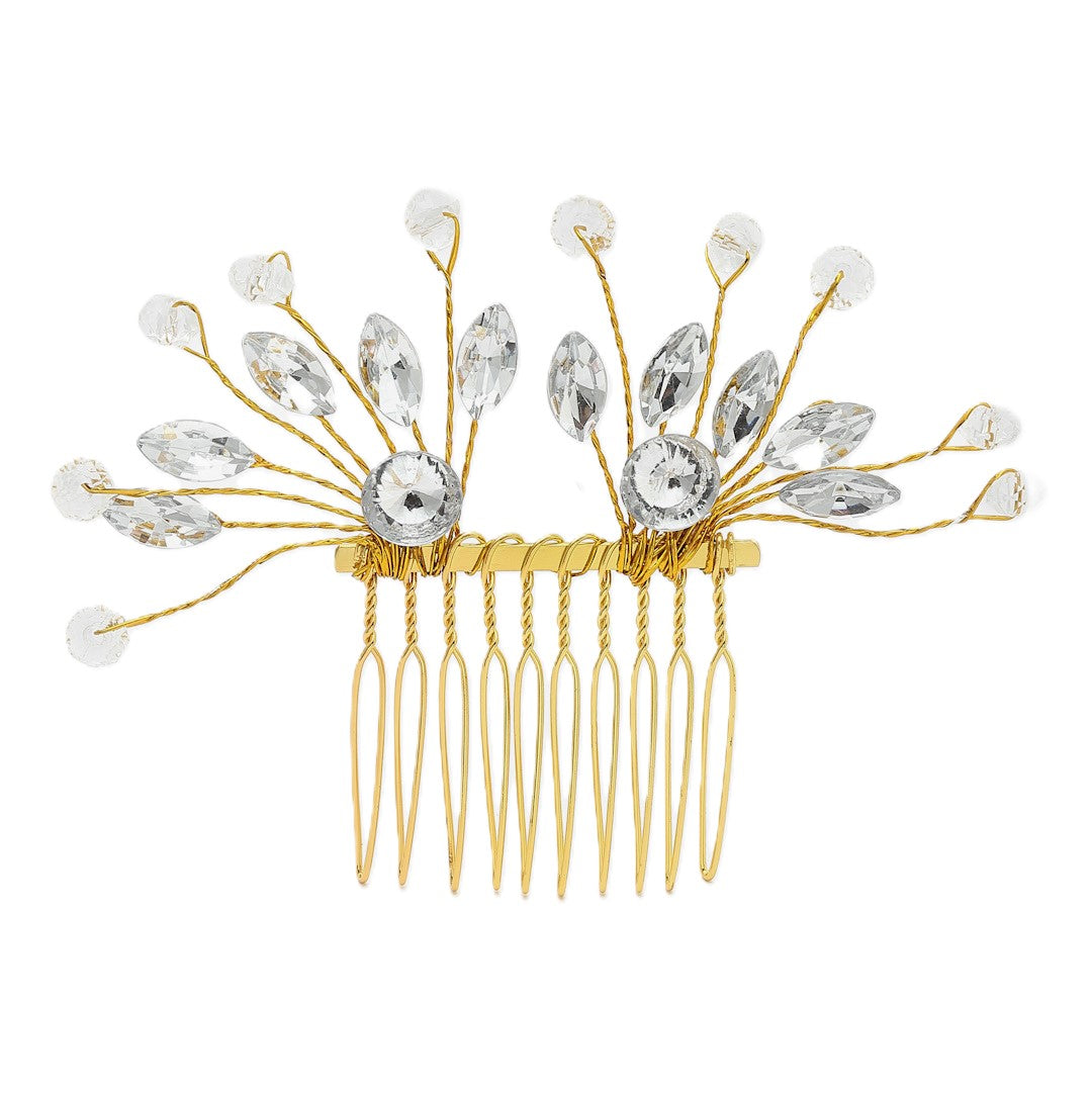 Gold-Plated Embellished Comb Pin