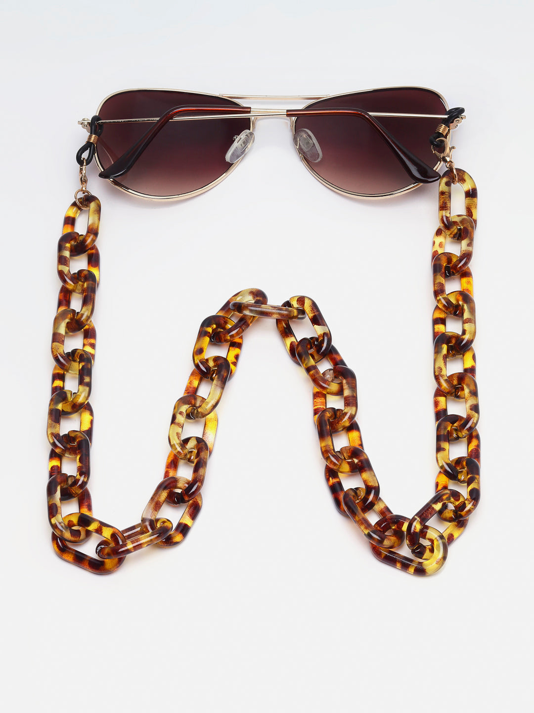 Women Brown Leopard Print Mask Chain