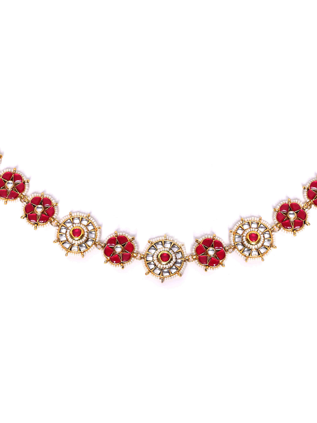 Gold-Plated Kundan Stone Studded & Pearls Beaded Matha Patti