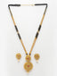 Gold-Plated Stone-Studded & Beaded Mangalsutra With Earrings
