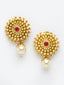 Gold-Plated Stone-Studded & Beaded Mangalsutra With Earrings