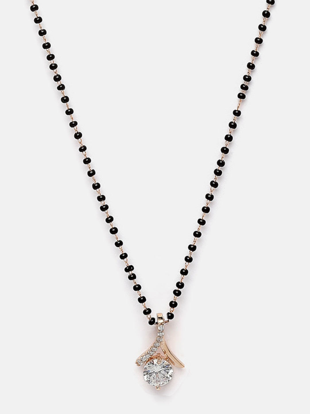 Gold Plated CZ-Studded & Beaded Mangalsutra