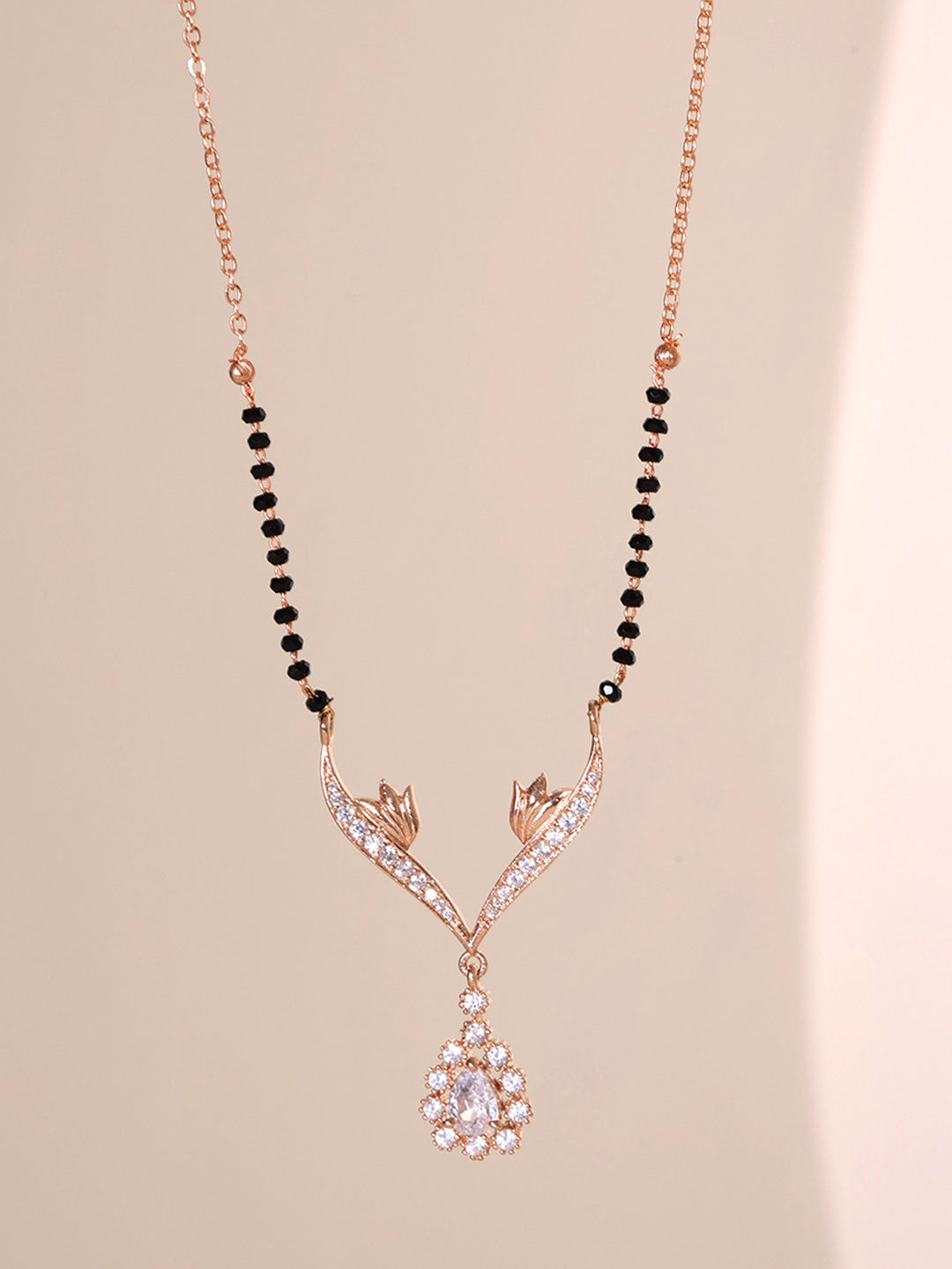 Gold-Plated Artificial Stones and Beads Mangalsutra