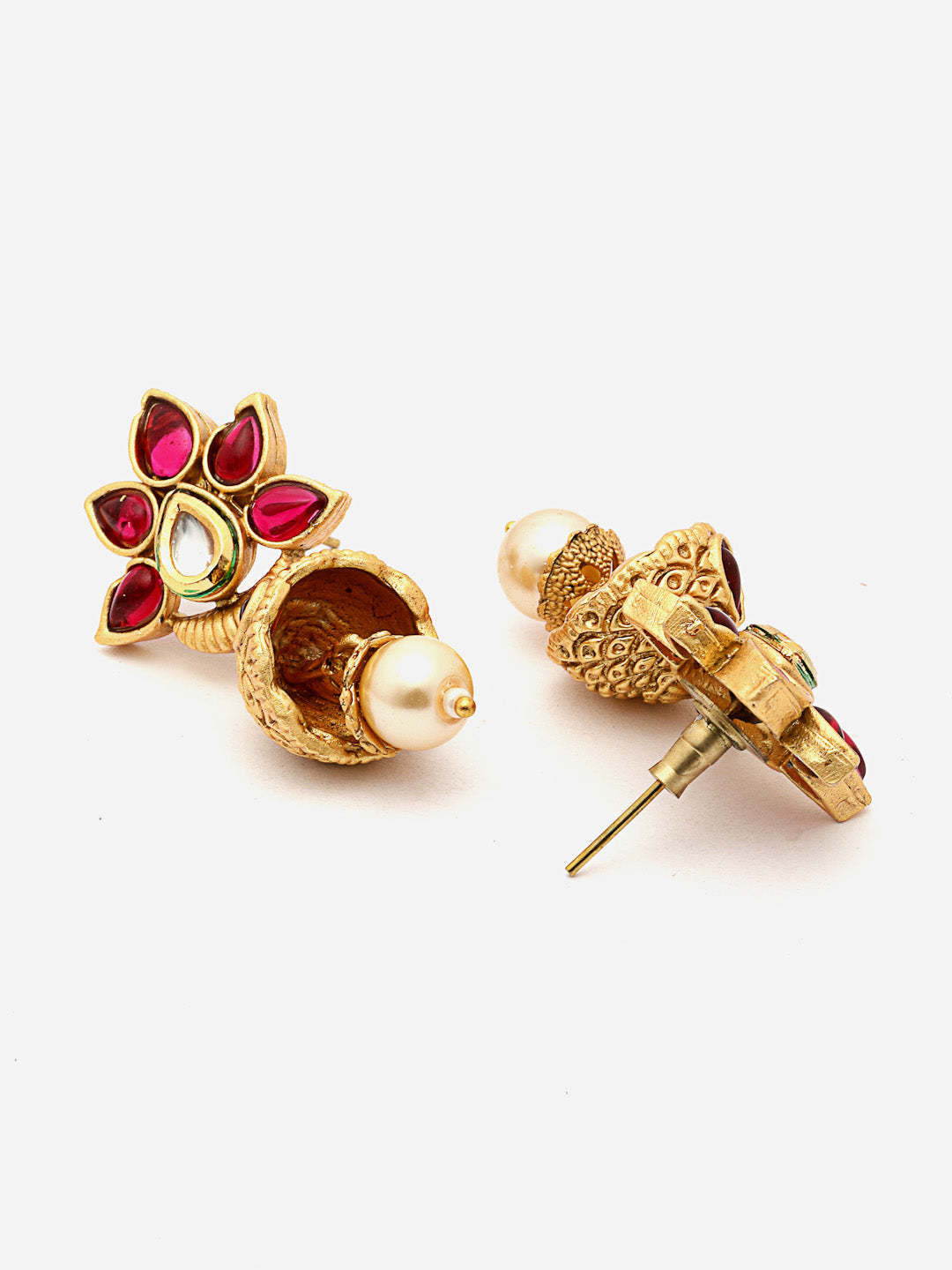 Gold-Plated Stone-Studded & Beaded Jewellery Set