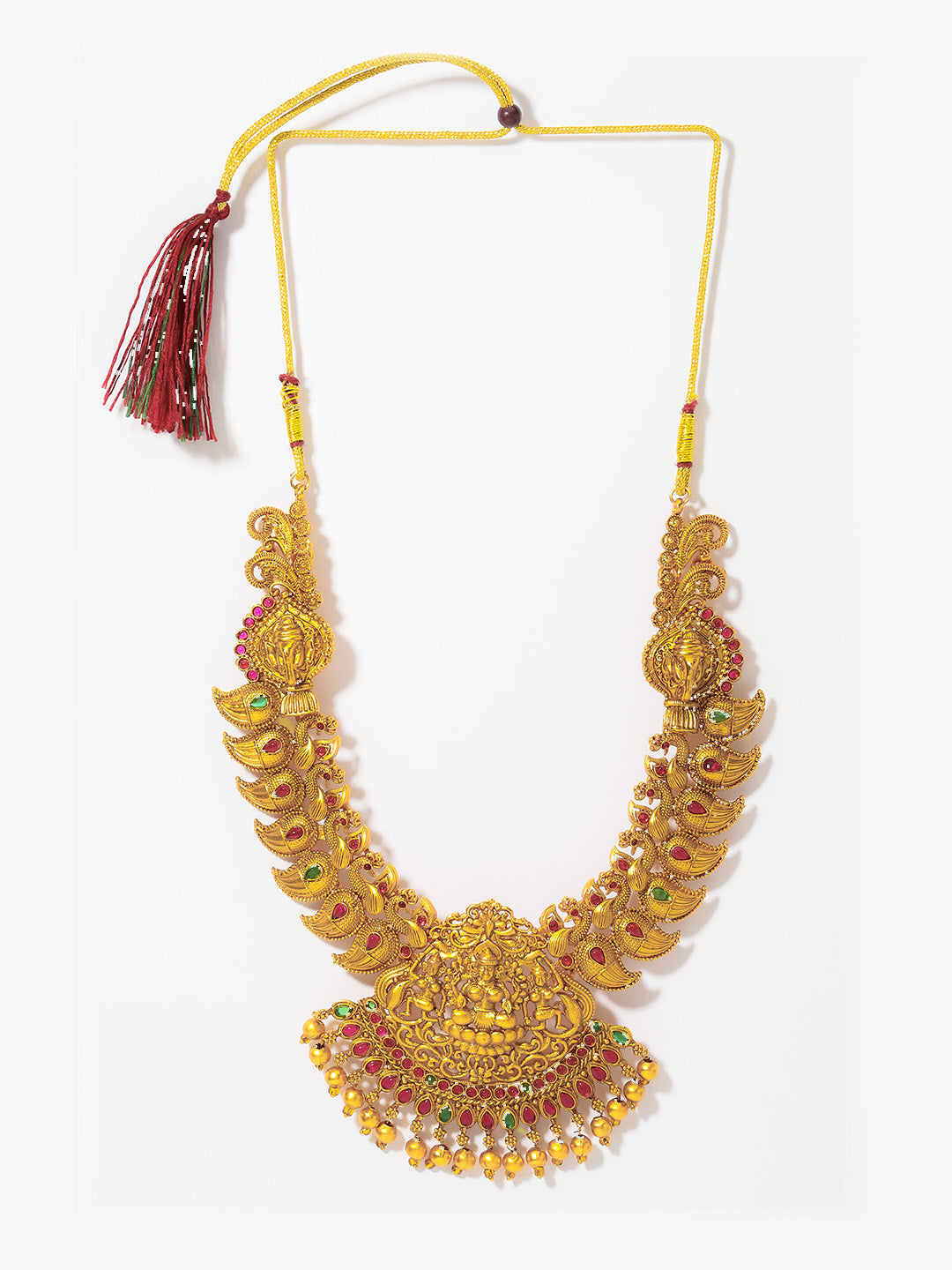 Set of 2 Gold-Plated Stone-Studded Necklace & Earrings