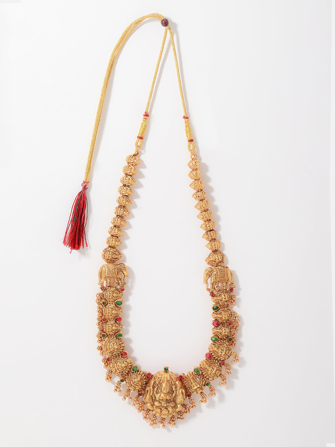 Gold-Plated Stones-Studded & Beaded Jewellery Set
