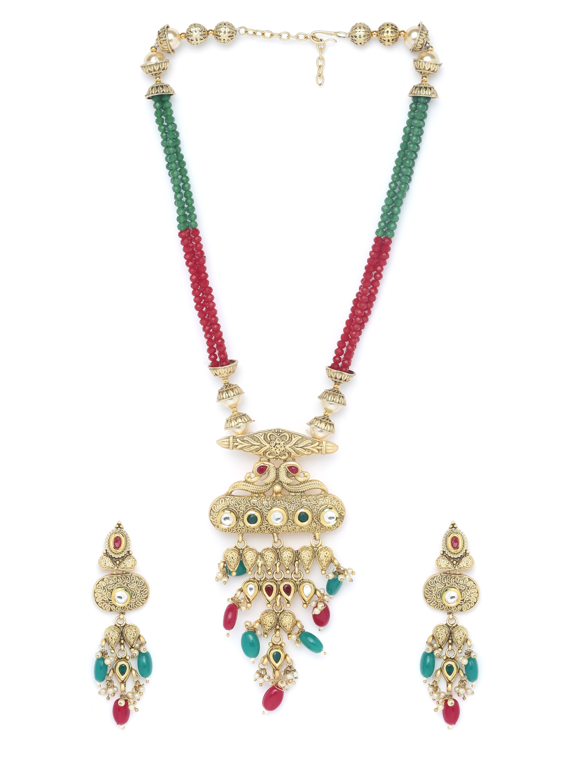 Gold-Plated Kundan Studded Handcrafted Jewellery Set