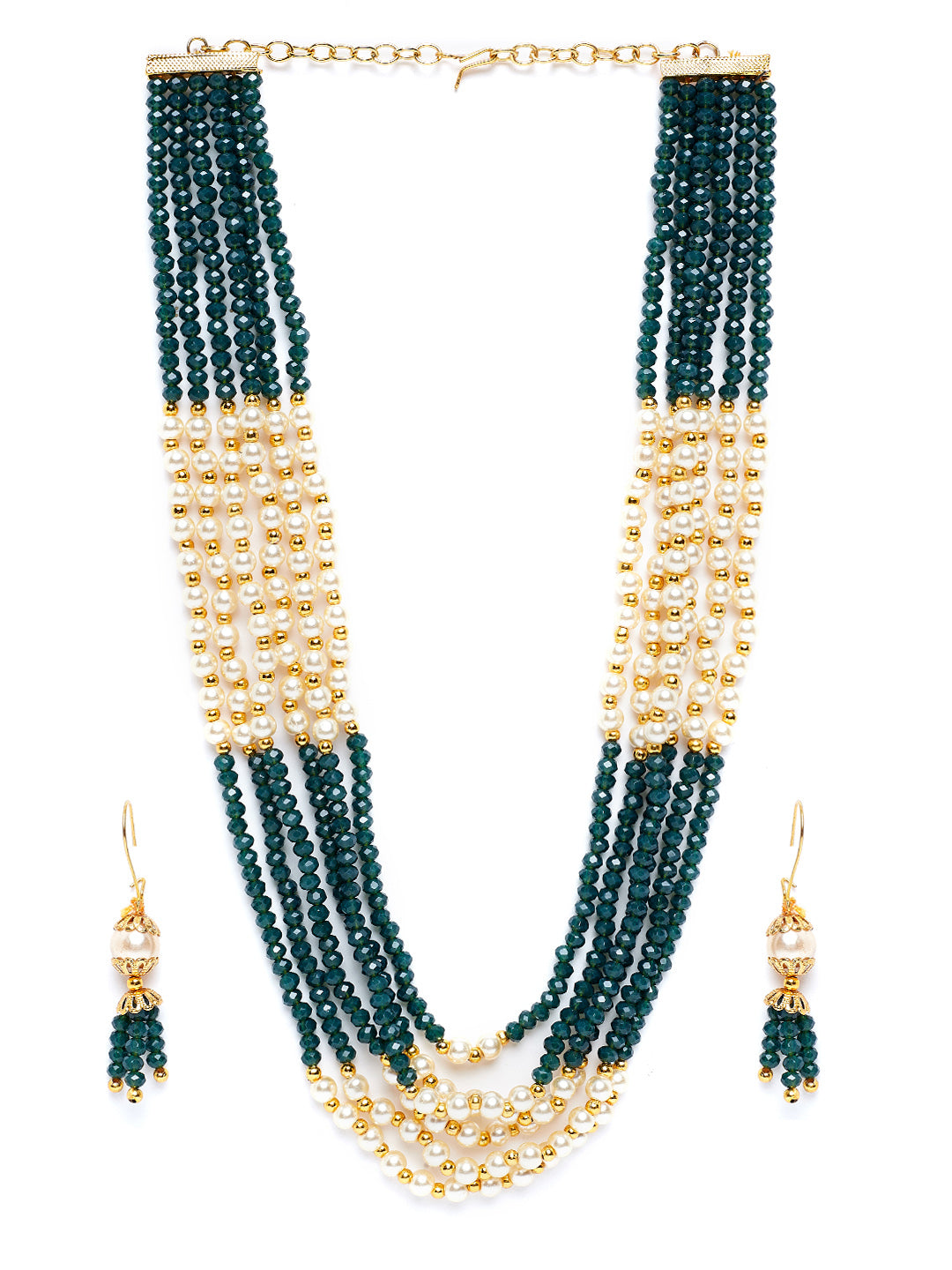 Gold-Plated Multilayer Beaded Jewellery Set