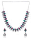 Women Oxidised Silver-Plated Stone-Studded Handcrafted Jewellery Set