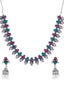 Women Oxidised Silver-Plated Stone-Studded Handcrafted Jewellery Set