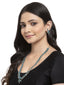 Silver-Plated Turquoise Blue Stone-Studded & Beaded Jewellery Set