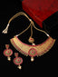 Gold-Plated Red Stone-Studded Sustainable Handcrafted Jewellery Set