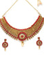 Gold-Plated Red Stone-Studded Sustainable Handcrafted Jewellery Set
