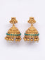 Women Gold-Plated Green & White Stone Studded Mala Temple Jewellery Set