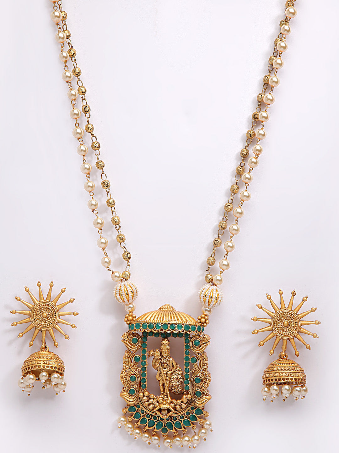 Antique Gold_Plated Beaded Temple Jewellery Set