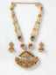 PANASH Gold-Plated Pink White Stone-Studded Beaded Handcrafted Jewellery Set