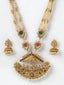 PANASH Gold-Plated Pink White Stone-Studded Beaded Handcrafted Jewellery Set