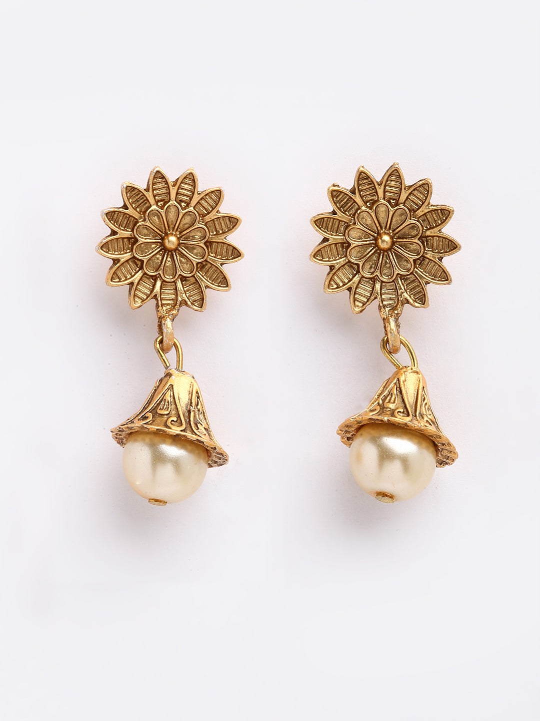 Gold-Plated Stone-Studded & Pearl Beaded Jewellery Set