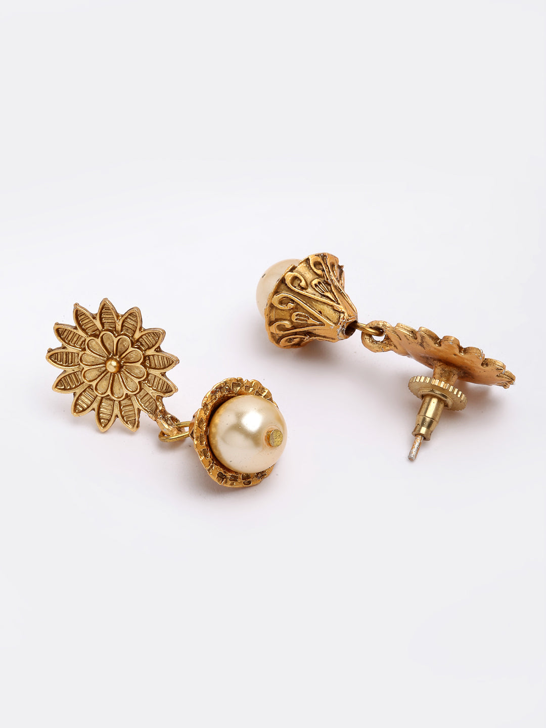 Gold-Plated Stone-Studded & Pearl Beaded Jewellery Set