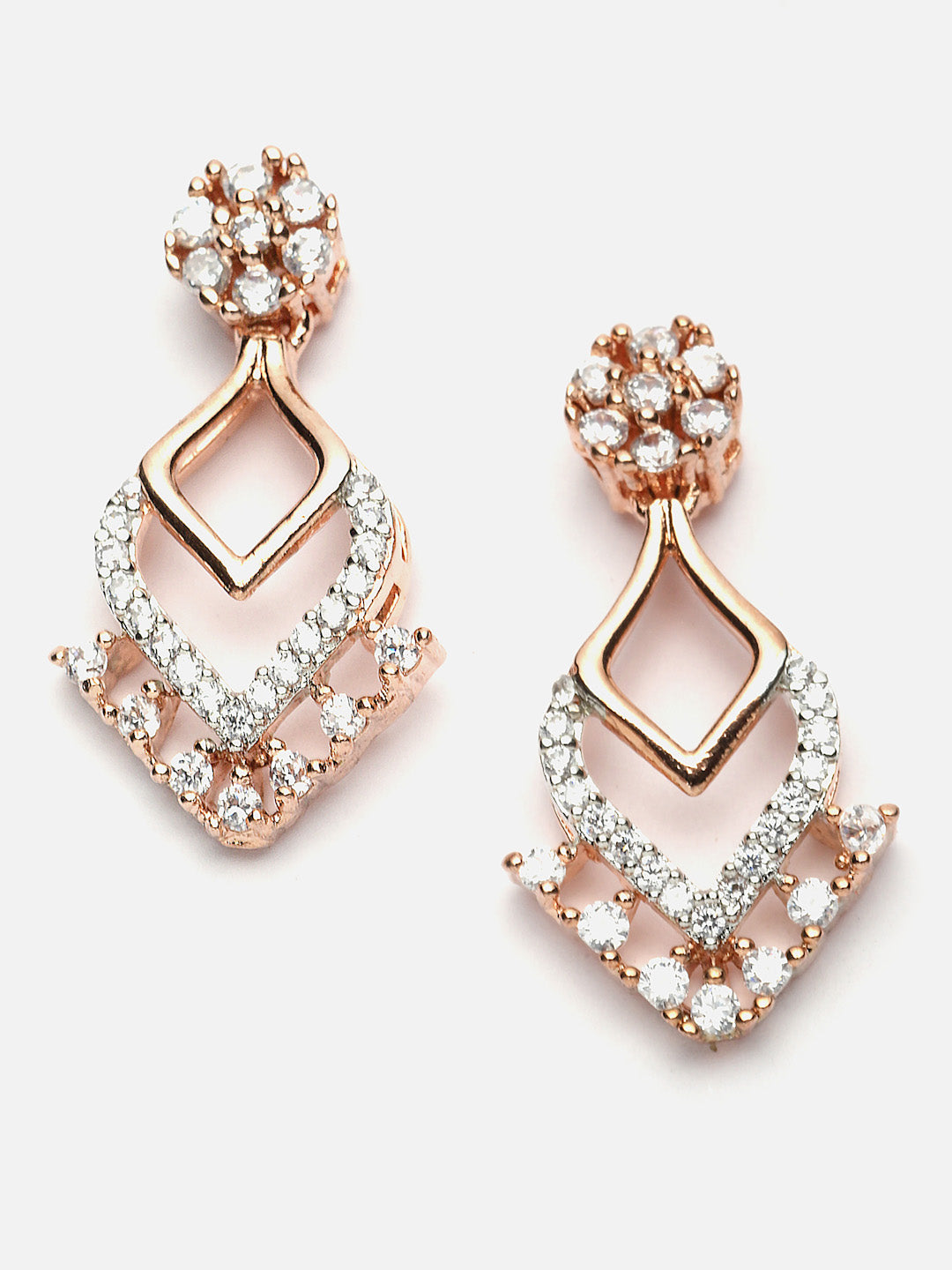 Gold-Plated Stone Studded Necklace With Earrings
