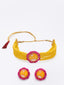 Gold-Plated Yellow & Pink Beaded Meenakari Jewellery Set