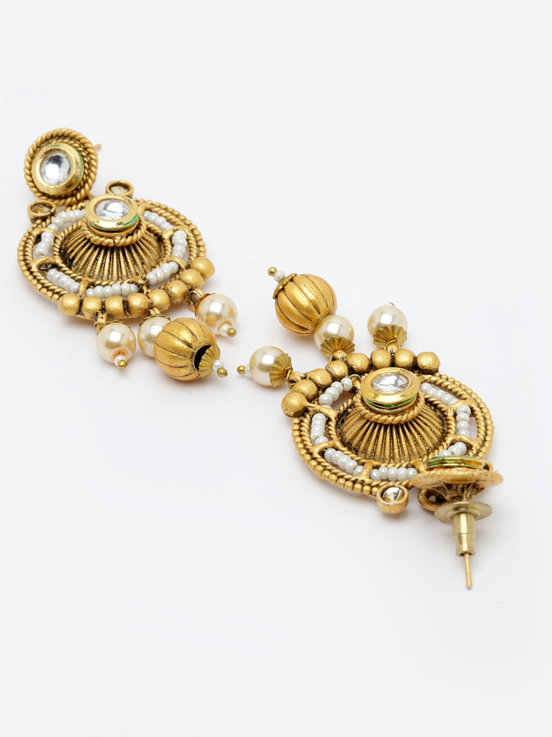 Gold-Plated & White Kundan Jewellery Set