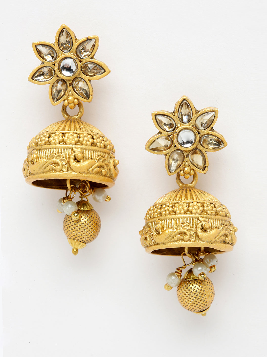 Gold-Plated Kundan-Studded & Pearl Beaded Jewellery Set