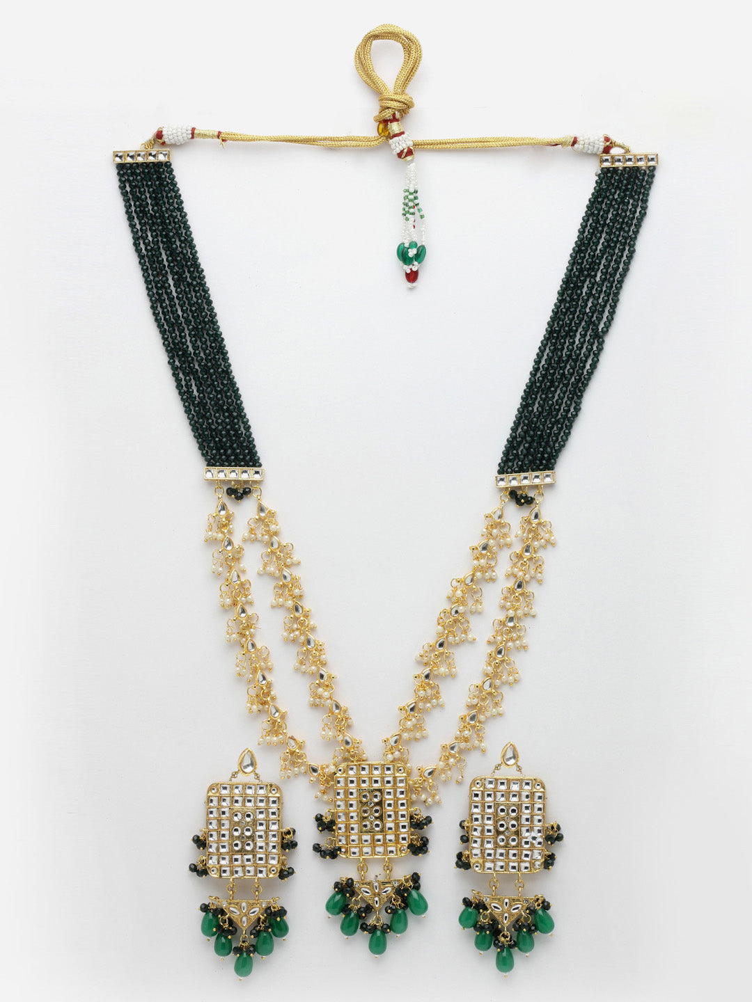 Gold-Plated & White Kundan Jewellery Set