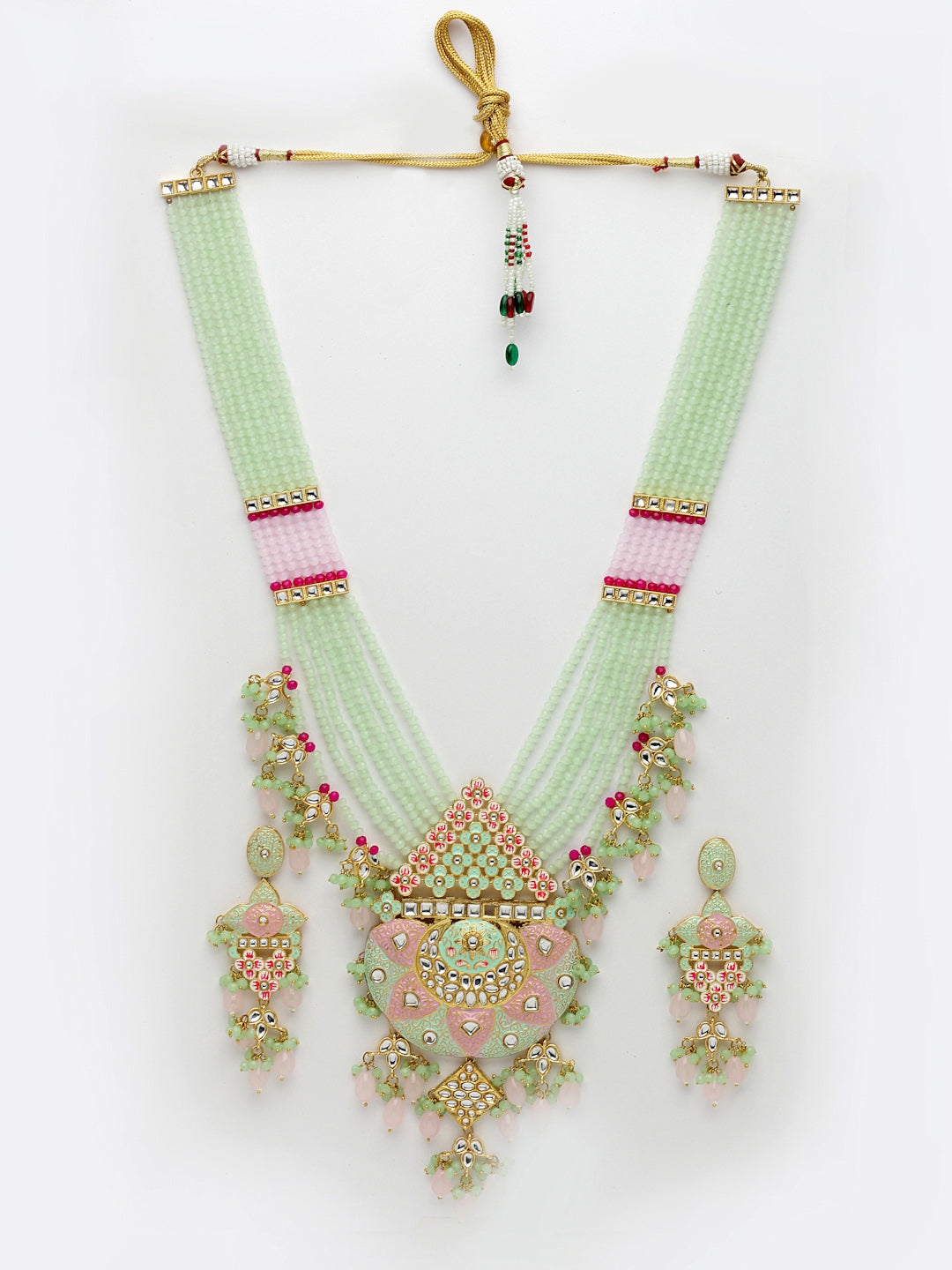 Gold-Plated & Green Kundan Jewellery Set