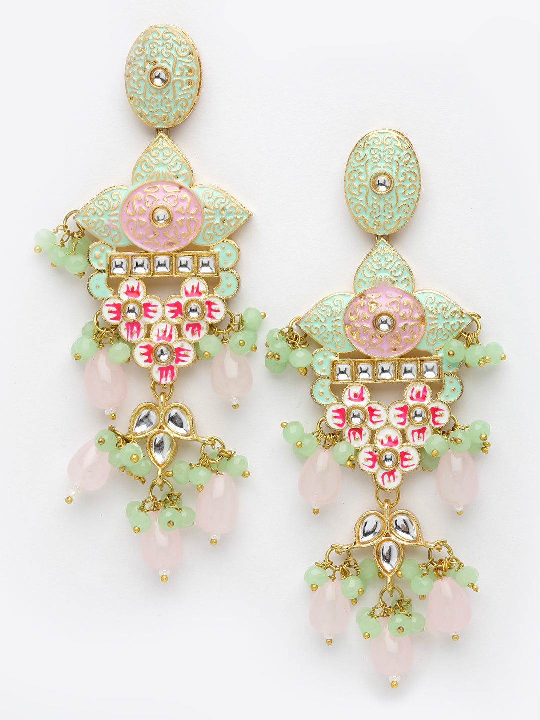 Gold-Plated & Green Kundan Jewellery Set