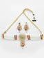White & Red Gold-Plated Kundan Jewellery Set