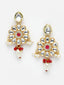 White & Red Gold-Plated Kundan Jewellery Set