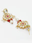 White & Red Gold-Plated Kundan Jewellery Set