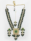 Gold-Plated & Green Kundan Studded & Beaded Jewellery Set