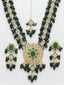 Gold-Plated & Green Kundan Studded & Beaded Jewellery Set