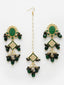 Gold-Plated & Green Kundan Studded & Beaded Jewellery Set