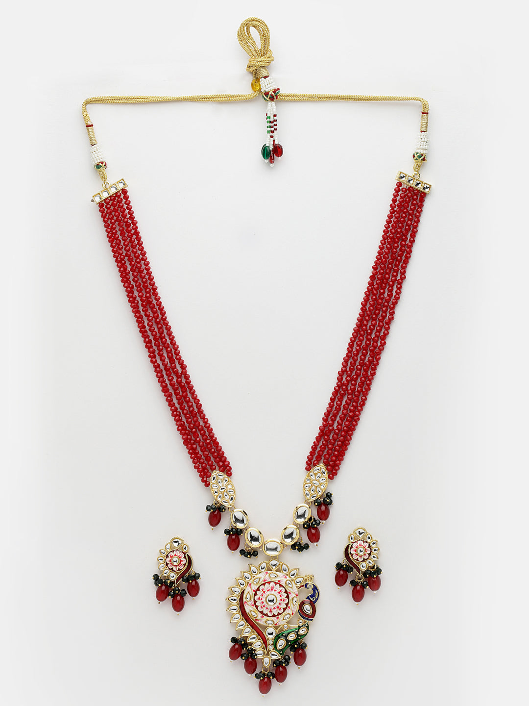 Gold-Plated & Red Kundan Jewellery Set
