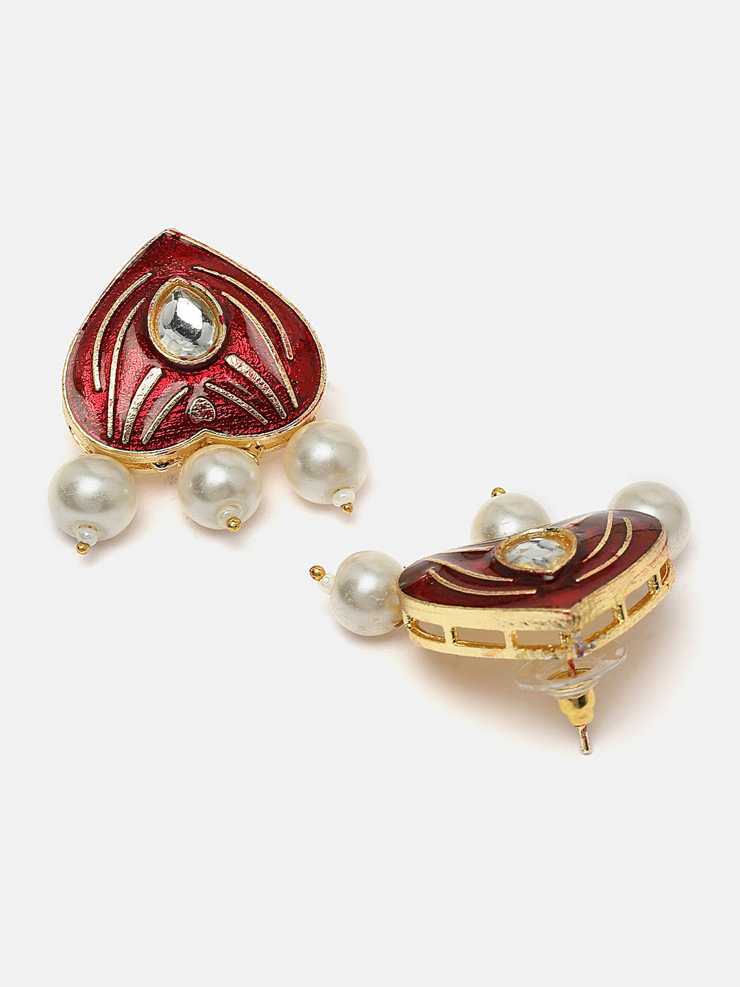Gold-Plated Kundan-Studded & Pearl-Beads Jewellery Set