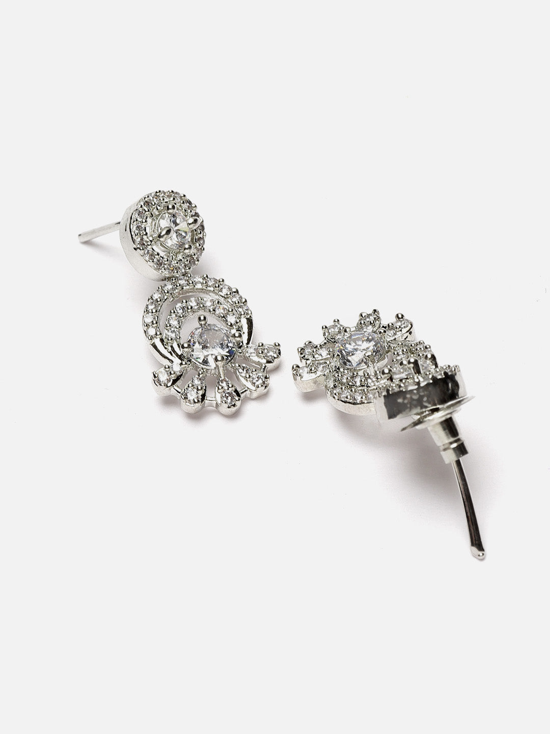 Rhodium-Plated Stone & Diamond Studded Look Jewellery Set