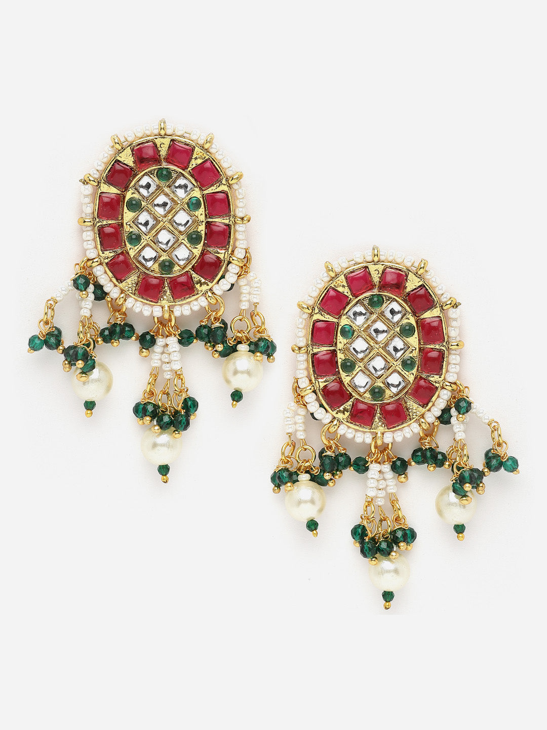 Gold-Plated Kundan-Studded & Beaded Jewellery Set