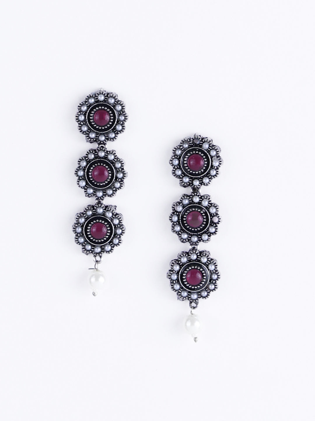 Silver-Plated Stone Studded Jewellery Set