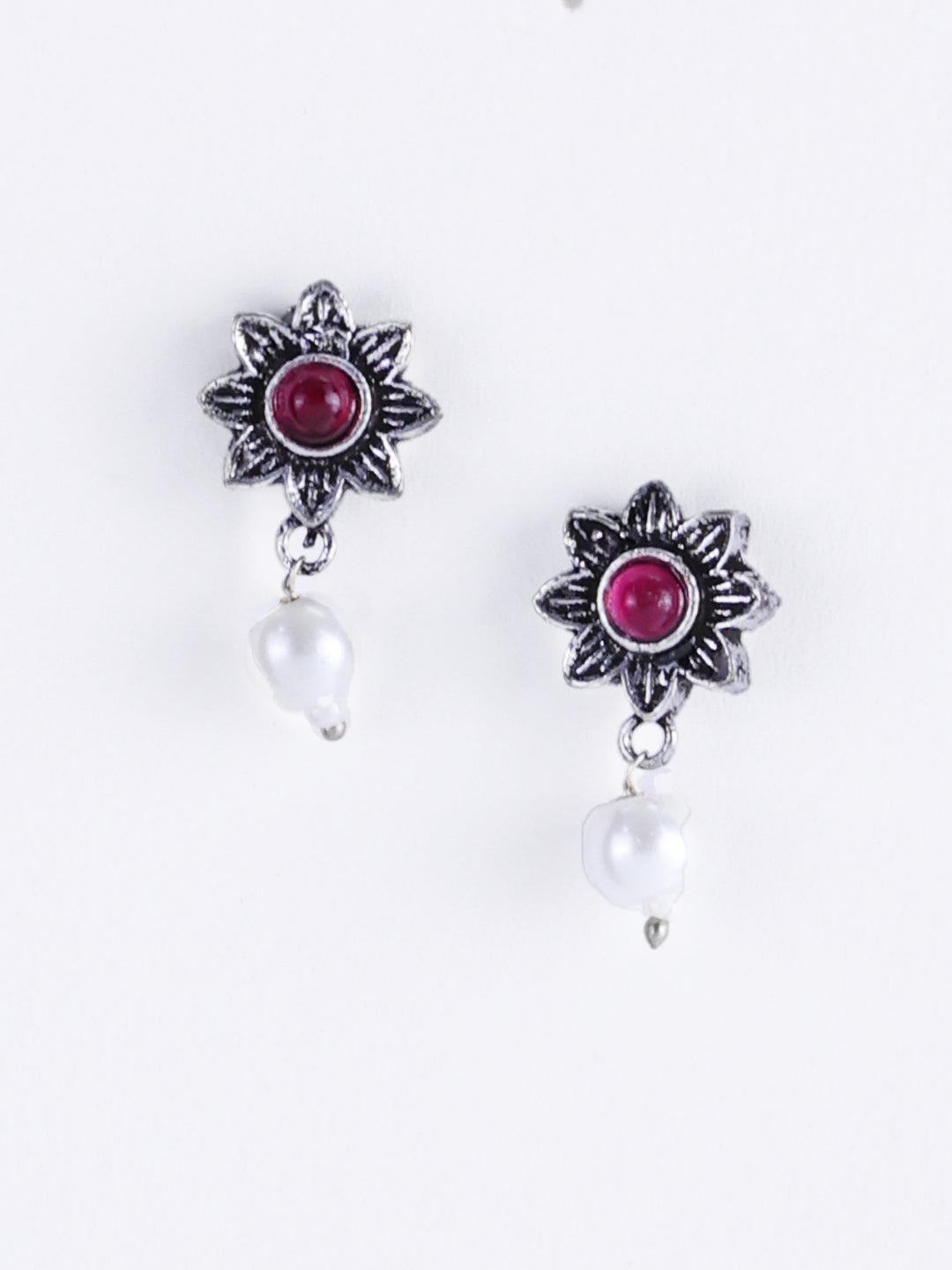 Oxidized Silver-Plated Stone-Studded Jewellery Set