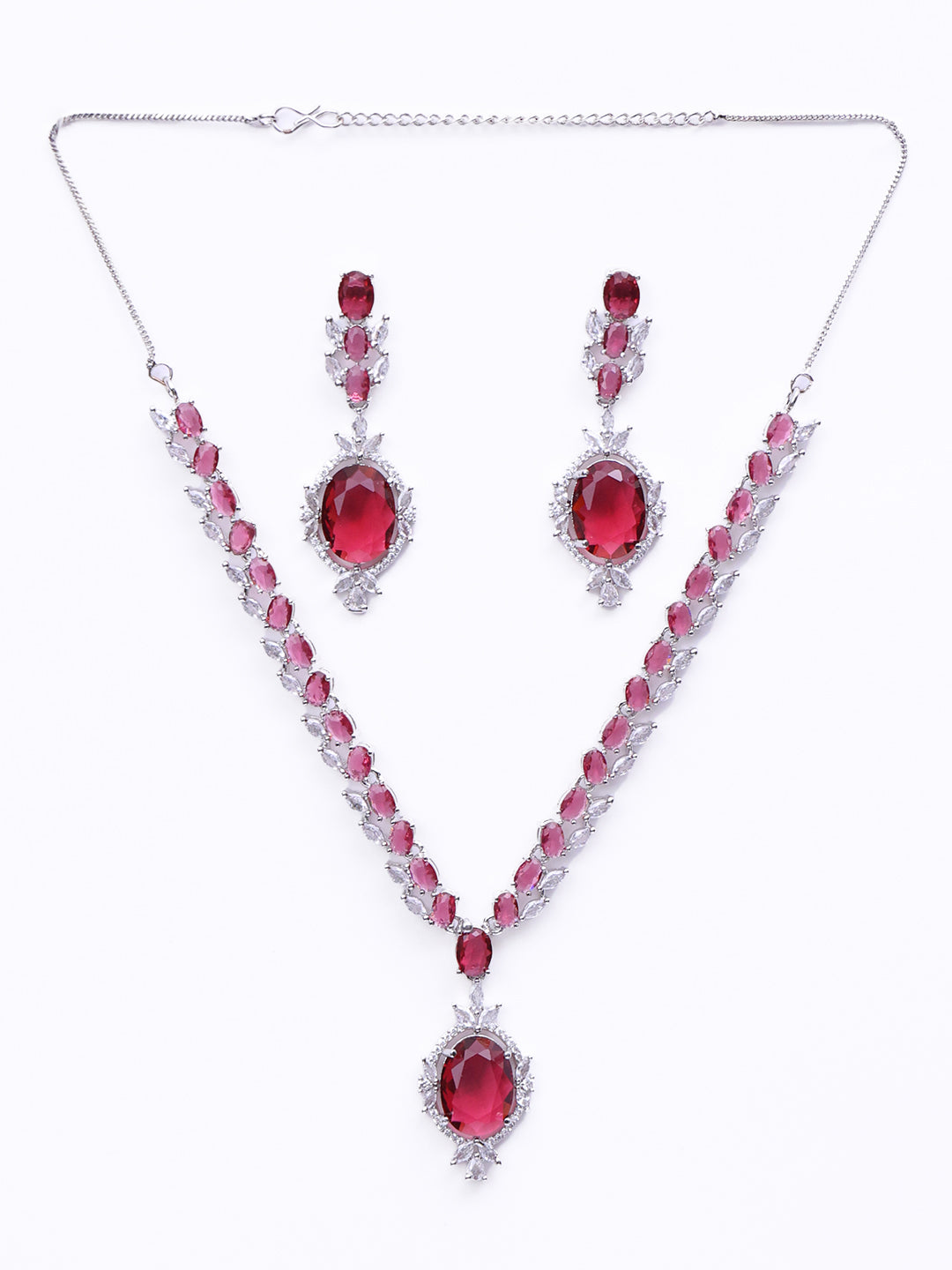 Silver-Plated Stone- Studded Jewellery Set
