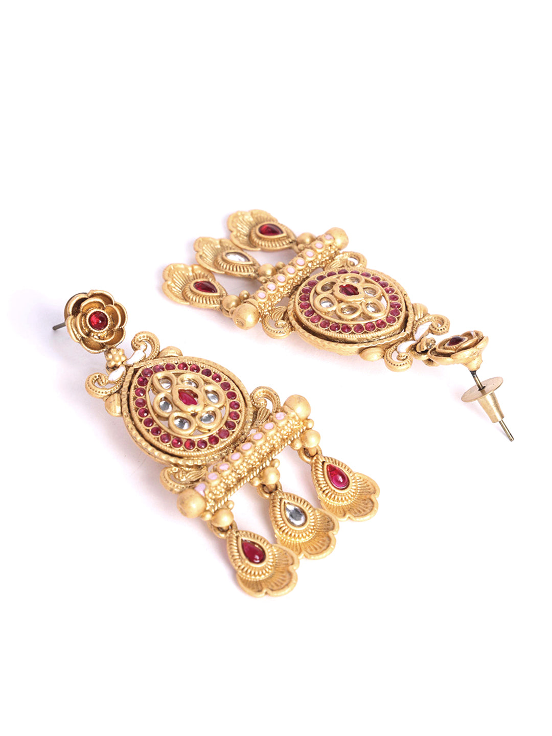 Gold-Plated Kundan-Studded & Beaded Jewellery Set