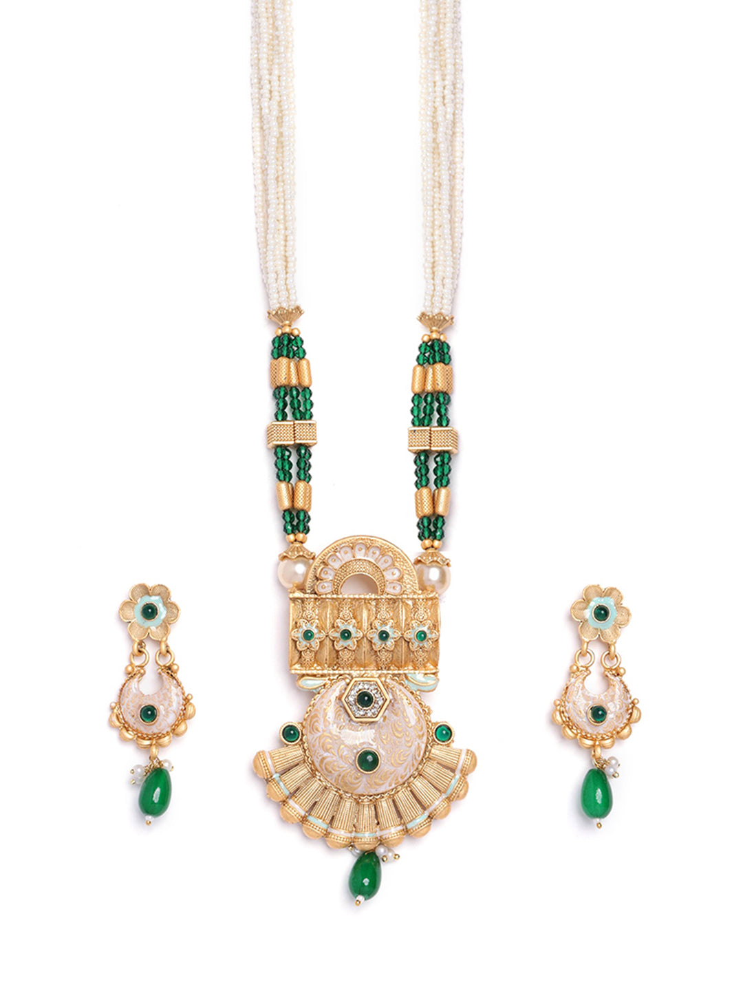 Gold-Plated Stone studded and beaded Jewellery Set