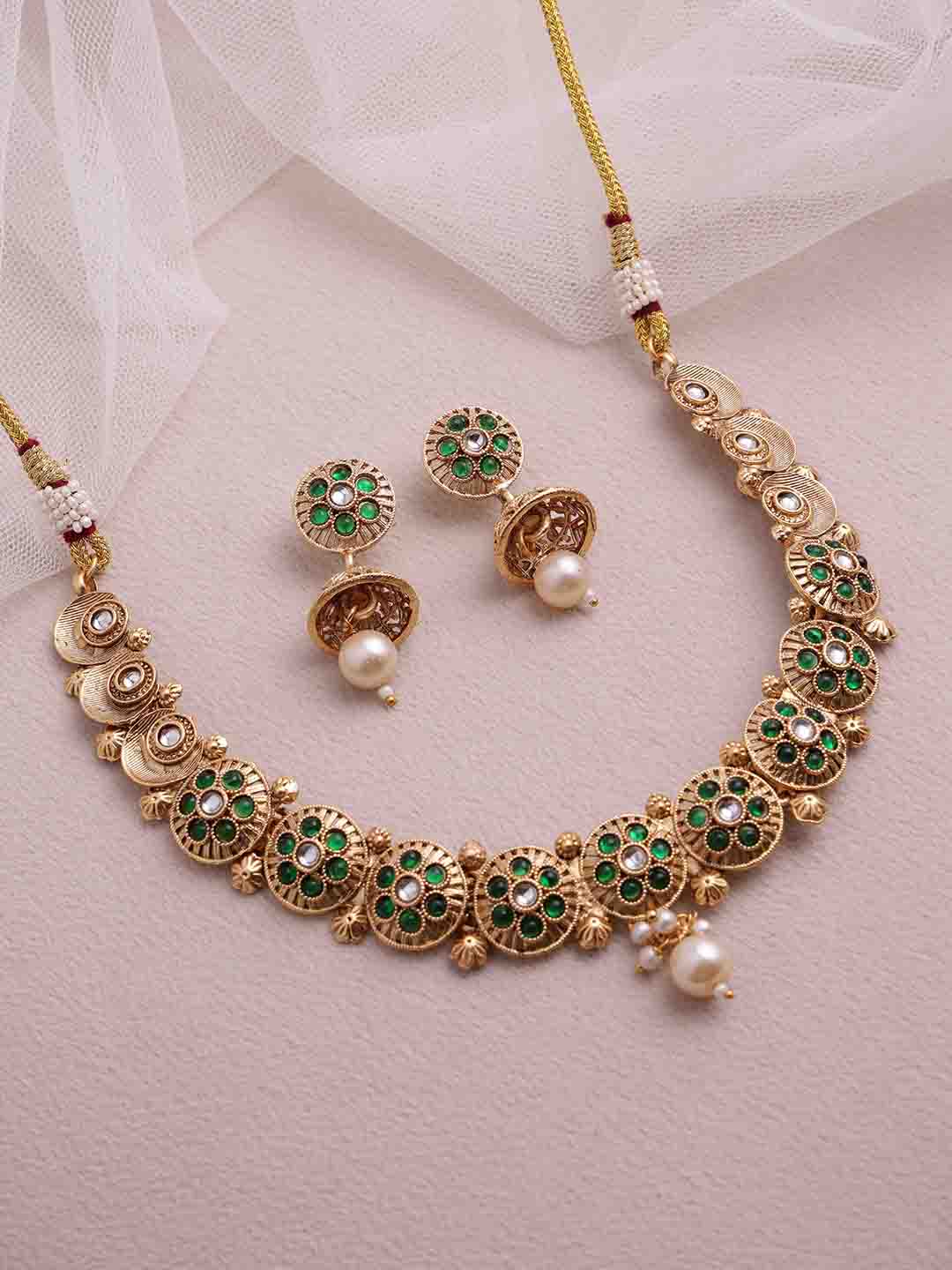 Gold Plated Cubic Zirconia Studded Jewellery Set