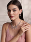 Rhodium Plated Necklace Set With American Diamond & Pink Stone Accents