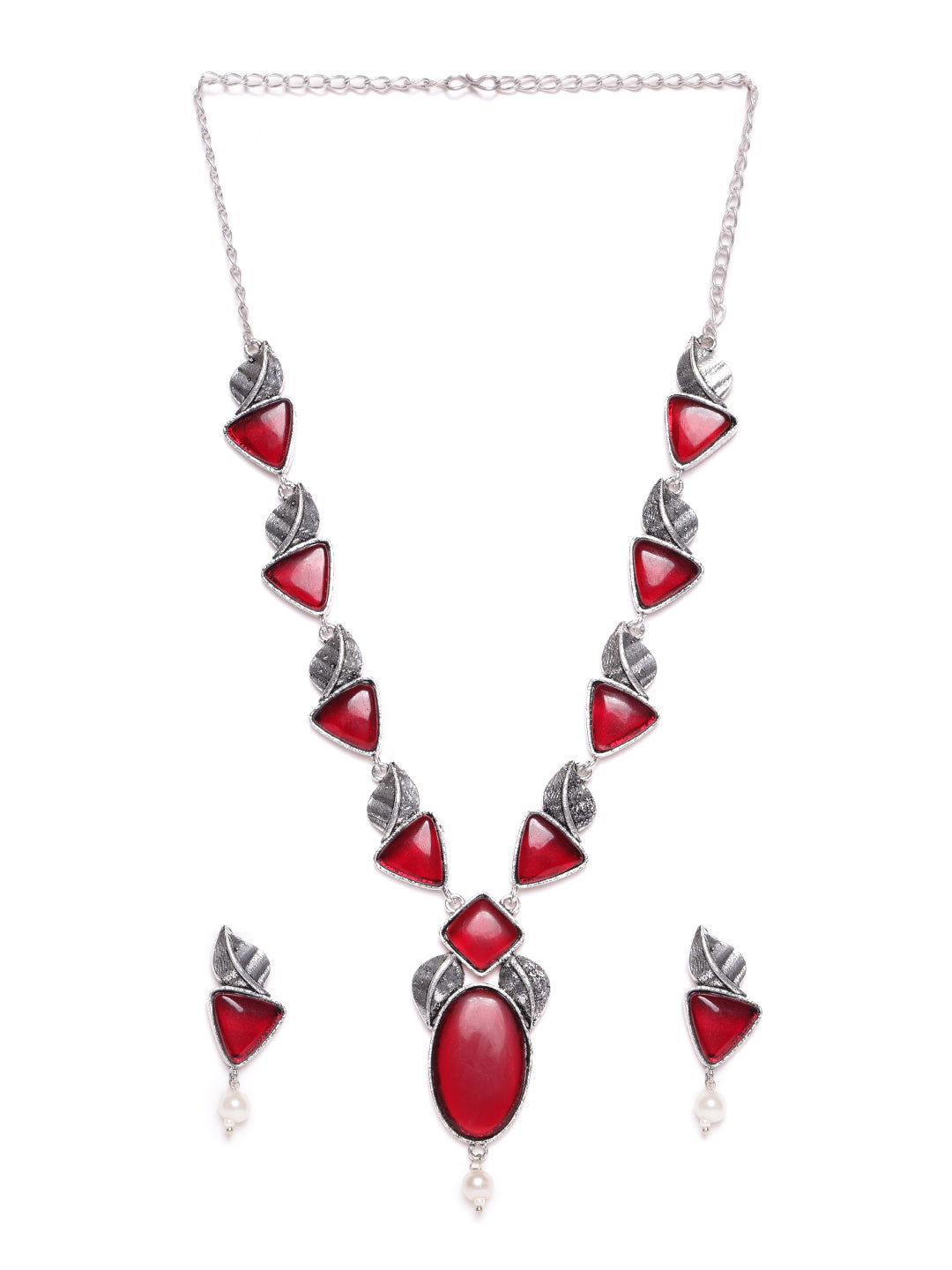Silver Plated Stone Studded Jewellery Set