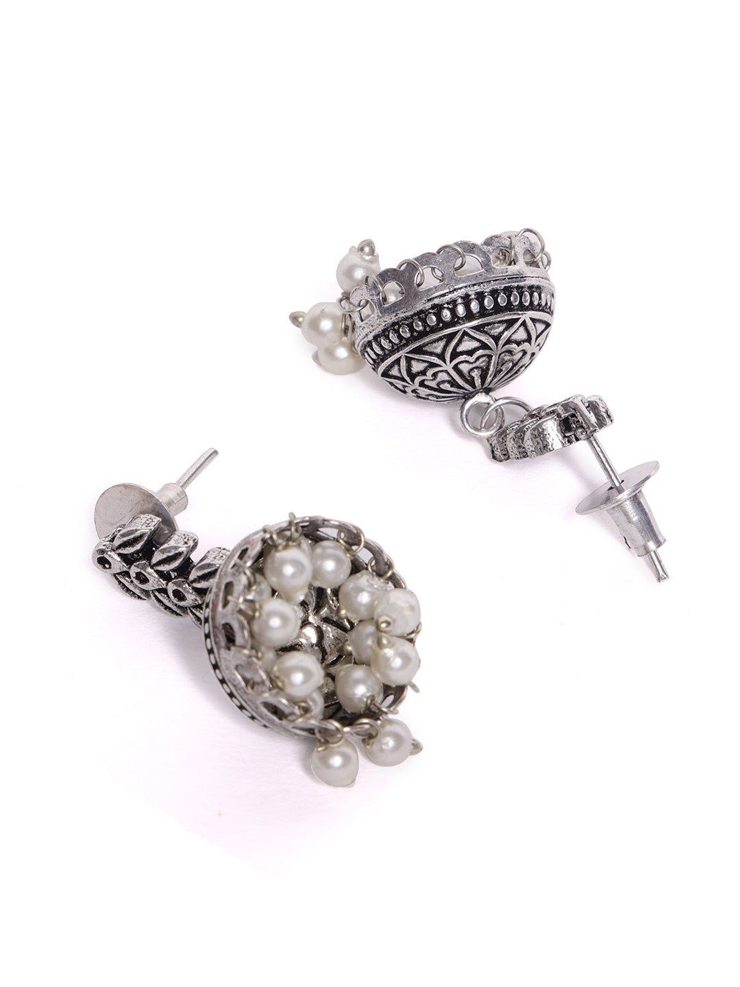 Silver-Plated Stone-Studded & Beaded Jewellery Set